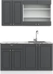 Singlek&uuml;che Vicco Fame-Line Anthrazit-Gold/Wei&szlig; 140 cm ohne Arbeitsplatte, Model