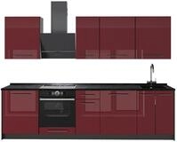 K&uuml;chenzeile Vicco Fame-Line Bordeaux Hochglanz/Anthrazit 280 cm ohne...