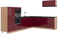 Eckk&uuml;che Vicco Fame-Line Bordeaux Hochglanz/Goldkraft Eiche 327 x 227 cm ohne