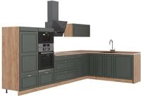 Eckk&uuml;che Vicco Fame-Line Gr&uuml;n-Gold Landhaus/Goldkraft Eiche 347 x 207 cm ohne