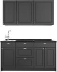 Singlek&uuml;che Vicco Fame-Line Anthrazit-Gold Landhaus/Anthrazit 150 cm ohne