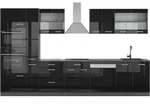 K&uuml;chenzeile Vicco R-Line Schwarz Hochglanz/Anthrazit 350 cm mit Hochschrank, AP