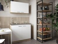 Mini / Singlek&uuml;che Pantry Eiche S&auml;gerau Wei&szlig;/Grau/Schwarz Merle 100 cm Respekta