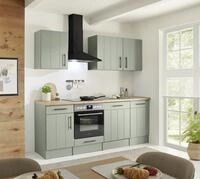 K&uuml;che Einbau K&uuml;chenzeile Landhaus Gr&uuml;n Anton 220 cm ohne K&uuml;hlschrank...