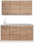 Singlek&uuml;che Vicco Fame-Line Goldkraft Eiche 150 cm, AP Marmor, Model 62972