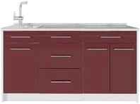 K&uuml;chenblock Vicco Fame-Line Bordeaux Hochglanz/Wei&szlig; 150 cm ohne Arbeitsplatte,