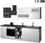 Moderne komplette K&uuml;che im linearen Design 256 cm modular Unica - Wei&szlig; - Grau
