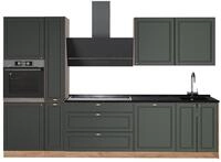 K&uuml;chenzeile Vicco Fame-Line Gr&uuml;n-Gold Landhaus/Goldkraft Eiche 310 cm, AP