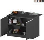 Insel f&uuml;r moderne K&uuml;che mit 2 T&uuml;ren Holztisch 125x90x90cm Deer - Schwarz - Grau