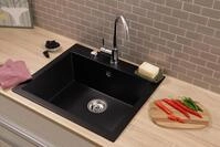 Respekta Oakville Schwarz Massivgranit Einbausp&uuml;le 60 x 53 cm &ndash; gro&szlig;es