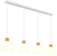 LED H&auml;ngeleuchte SWANSON, h&ouml;henverstellbar, Metall, Glas, Holz, Wei&szlig; - Wei&szlig;
