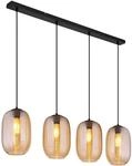 LED Pendelleuchte , 4-flammig, Glas, schwarz, L 110 cm
