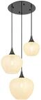 LED H&auml;ngeleuchte, 3-Flammig, Glas, Kristall, schwarz, D 49 cm