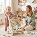 AIYAPLAY Baby Lauflernwagen Holz Lauflernhilfe mit R&auml;dern Baukl&ouml;tze ab 18 Monate -