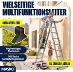 MASKO&reg; Leiter Aluminium 6in1 Mehrzweckleiter Anlegeleiter Steh- &...