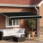 vidaXL Manueller Markisenrahmen mit LEDs Schwarz und Wei&szlig; 3,5 x 2,5 m
