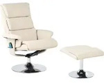BELIANI Massagesessel mit Fu&szlig;hocker Hellbeige Kunstleder Drehbar Heizfunktion