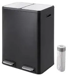 Relaxdays M&uuml;lleimer, 2 F&auml;cher, 2x30 l, entnehmbare Inneneimer, Softclose,