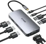 MOKiN Dockingstation f&uuml;r Laptops, erm&ouml;glicht die Anbindung von 2 Monitoren, 8-in-1