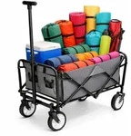 BigDean Bollerwagen faltbar bis 80kg Grau/Schwarz | Kompakter Handwagen...