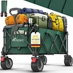 TRESKO&reg; Bollerwagen faltbar 300L mit Bremse Gr&uuml;n | Handwagen klappbar 150kg...