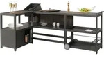 Aluminium Outdoor-K&uuml;che 3-teilig HWC-M64, Au&szlig;enk&uuml;che Garten Servierwagen Eisk&uuml;bel