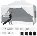 COSTWAY Pop up Pavillon 3x4,5m, Faltpavillon wasserdicht Winterfest mit 4