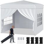COSTWAY Pavillon 3x3m, Pop up Faltpavillon mit 4 abnehmbaren Seitenw&auml;nden &