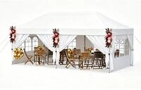 COSTWAY Faltpavillon 3x6m mit 4 Seitenw&auml;nden, Gartenpavillon h&ouml;henverstellbar,