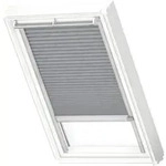 VELUX Dachfenster Plissee blickdicht grau mit grauem Alu-Rahmen solarbetrieben...