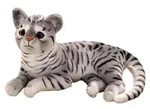 Kuscheltier Katze lebensecht 36cm schwarze Streifen Kurzpl&uuml;sch PP-Baumwolle