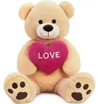 Riesen Teddyb&auml;r 90cm mit Herz "I Love You" Hellbraun Pl&uuml;sch Kuscheltier