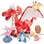 Drache Kuscheltier XXL mit Baby im Bauch, Rot, 55cm