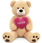 Riesen Teddyb&auml;r 130cm Hellbraun mit Herz "I Love You" Pl&uuml;schtier Kuscheltier