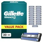 Gillette Mach 3 Klingen Herren, 20 Original Rasierklingen, Blau - Schwarz