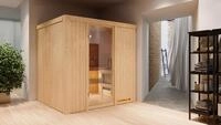 Karibu Sauna Innensauna Sodin Fronteinstieg Ofen 9 KW externe Strg easy 196x170x198