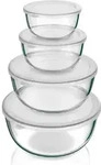 Arendo Salatsch&uuml;ssel mit Deckel, Set, 4x Glassch&uuml;sseln 0,7L, 1,1L, 2,7L &...