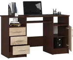 Schreibtisch mit Schubladen | B&uuml;rotisch | Tastaturablage - Dunkelbraun/Braun