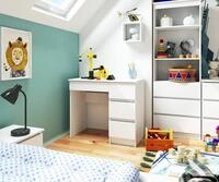 Schreibtisch 90cm mit 4 Schubladen Computertisch Arbeitstisch f&uuml;r B&uuml;ro &...