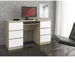 Schreibtisch 135cm mit 6 Schubladen Computertisch Tastaturauszug Gaming-Tisch -