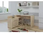 Funktionaler Eckschreibtisch DANY 120 cm mit 3 Schubladen und Stauraum - Braun