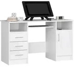 Schreibtisch mit Schubladen | B&uuml;rotisch | Tastaturablage - Wei&szlig;