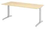 b&uuml;m&ouml; Schreibtisch Serie-XB - Nachbildung Ahorn, Gestell: Silber, Gr&ouml;&szlig;e: ...