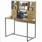 HOMCOM Schreibtisch mit 4 Schubladen, Computertisch mit Regalen 105x60x142 cm -