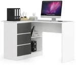 Eckschreibtisch 124cm mit 3 Schubladen L-Form Computertisch Eckschrank 2...