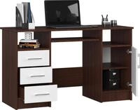 Schreibtisch mit Schubladen | B&uuml;rotisch | Tastaturablage - Dunkelbraun/Wei&szlig;
