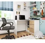 Eckschreibtisch 124cm mit 3 Schubladen L-Form Computertisch Eckschrank 2...