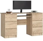 Schreibtisch 135cm mit 6 Schubladen Computertisch Tastaturauszug Gaming-Tisch -...