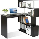 L-f&ouml;rmiger Computertisch mit 360&deg; drehbarem B&uuml;cherregal 157 x 45 x 130,5 cm