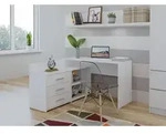 Funktionaler Eckschreibtisch DANY 120 cm mit 3 Schubladen und Stauraum - Wei&szlig;